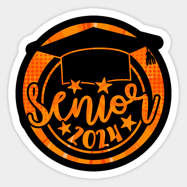 Senior Class of 2024 Orange/Black Graduation Sticker by MamaJemDesigns